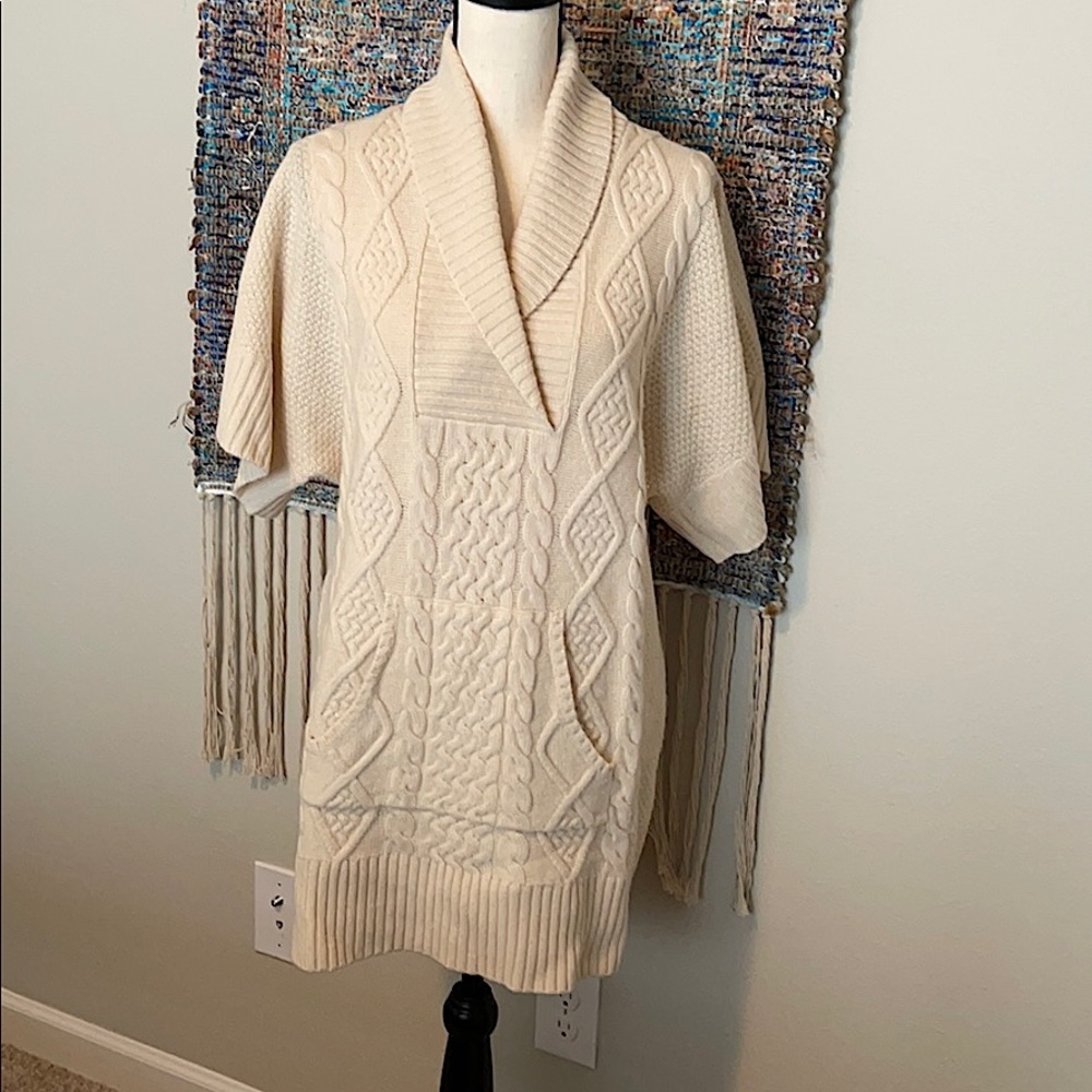 BCBG cable knit long sweater